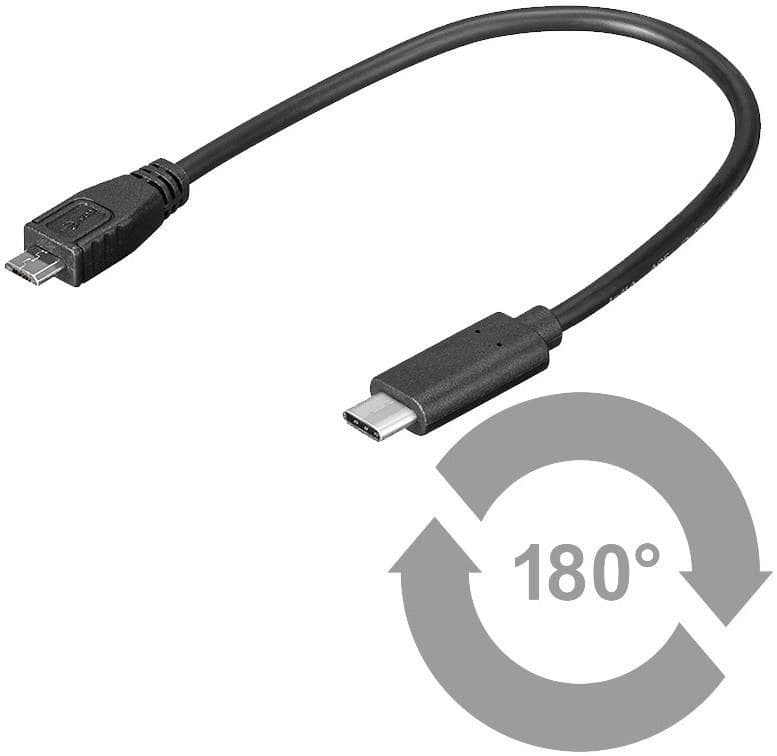 MicroConnect USB-C to USB 2.0 Micro-B Cable 0.2m Black (USB3.1CAMB02) - Image 1
