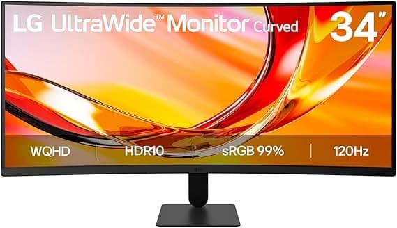 LG UltraWide U6 34 Inch Curved IPS Monitor Wide Quad HD 120Hz HDR10 - Black - Image 1