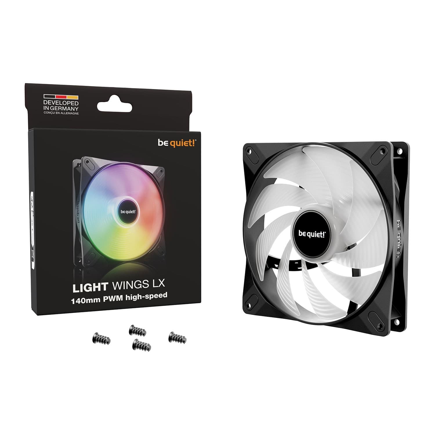 be quiet! Light Wings LX High Speed 140mm ARGB 9 Blades PWM Case Fan - Black