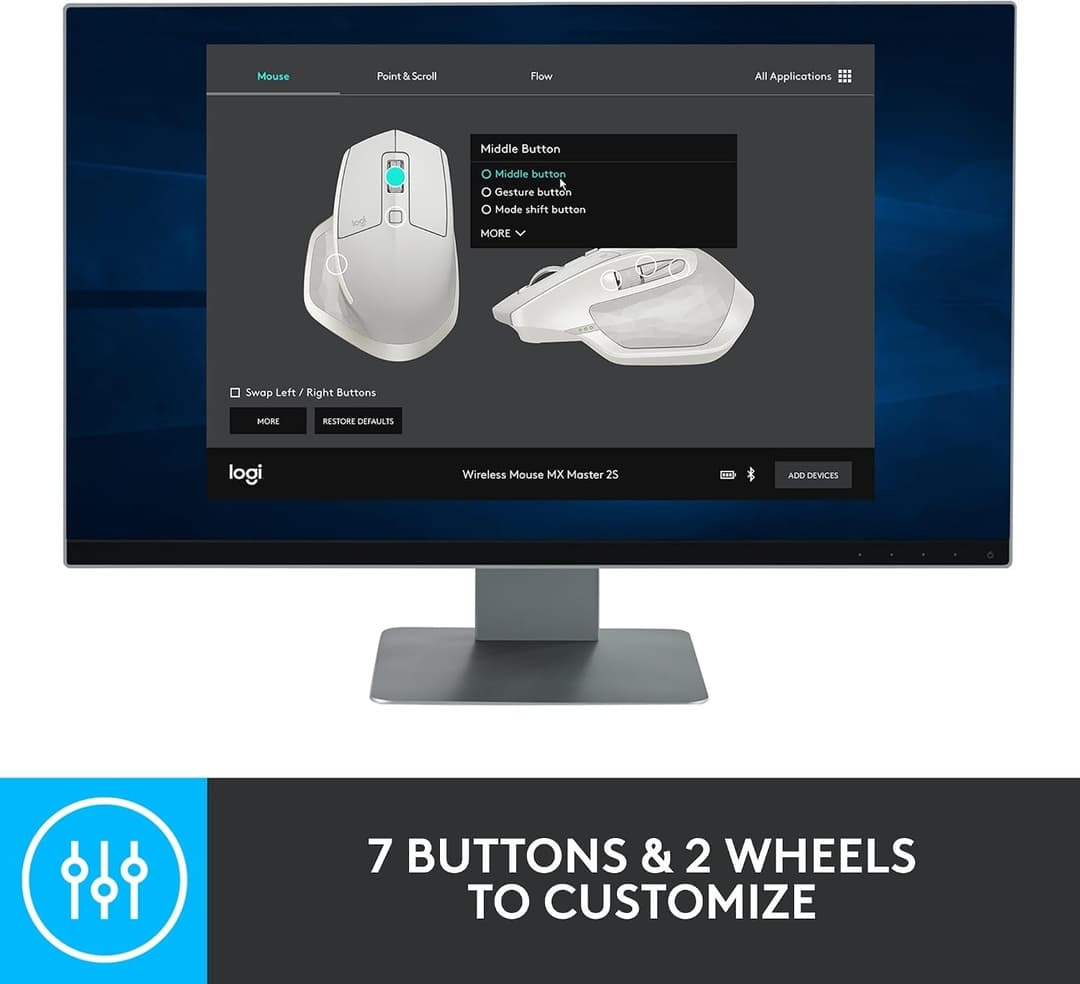 Logitech MX Master 2S Bluetooth Edition Wireless Mouse - Graphite - Image 10