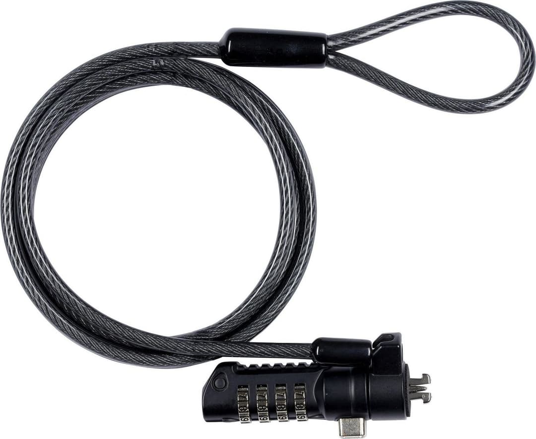 eSTUFF Security Cable Lock 4.5 mm x 1.8 m Carbon Steel, Black - K-Slot, Combination - Image 1