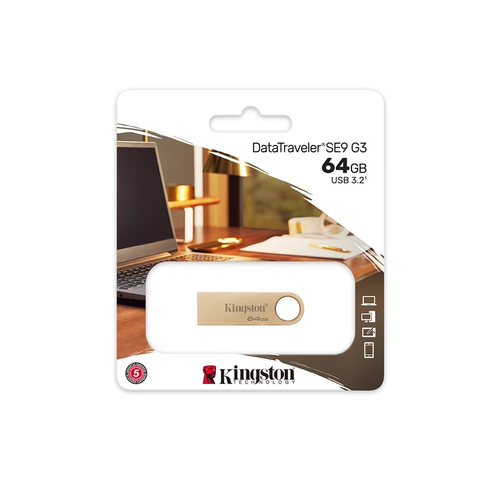 Kingston DataTraveler SE9 G3 USB 3.2 Gen 1 Flash Drive 64GB - Gold - Image 5