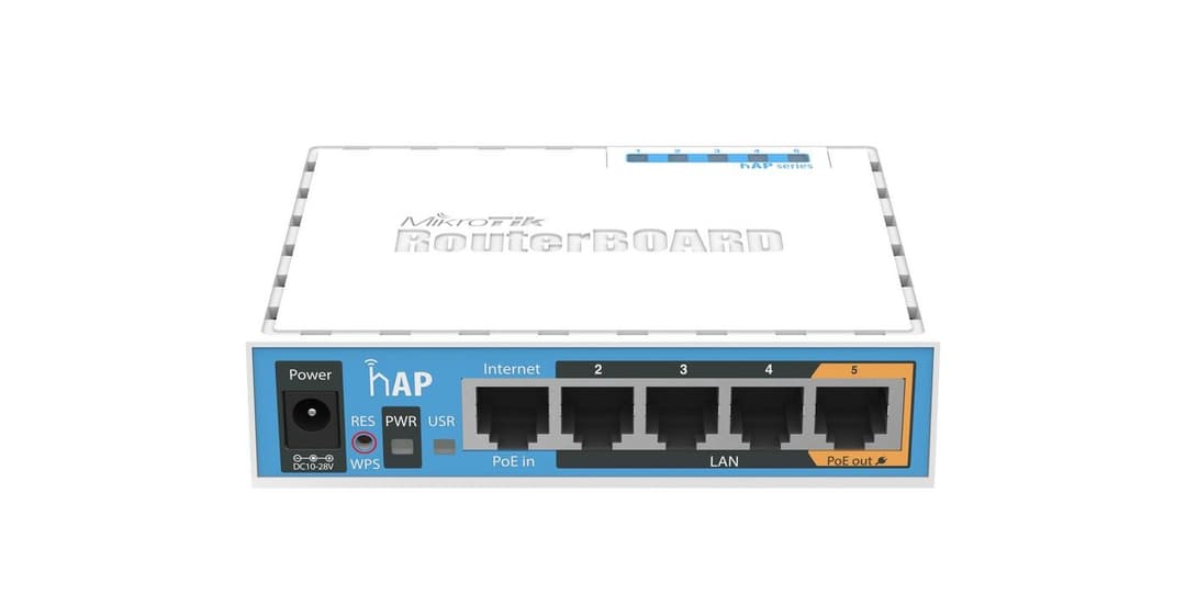 MikroTik hAP RB951Ui-2nD 2.4GHz Wireless Router, 5x Ethernet, USB, RouterOS L4 - Image 1