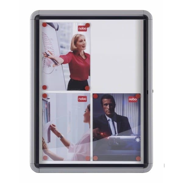 Nobo Premium Plus Outdoor Magnetic Lockable Notice Board 8xA4 - White