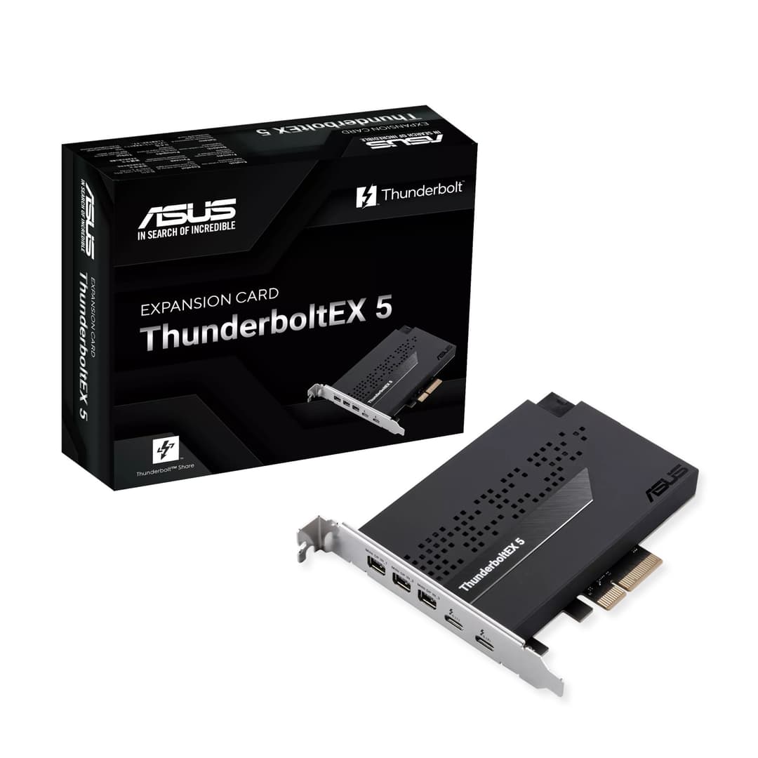 ASUS ThunderboltEX 5 Dual Thunderbolt 5 USB-C PCIe 4.0 x4 Expansion Card 3 x Mini DisplayPort IN - 90MC0E50-M0EAY0 - Image 1