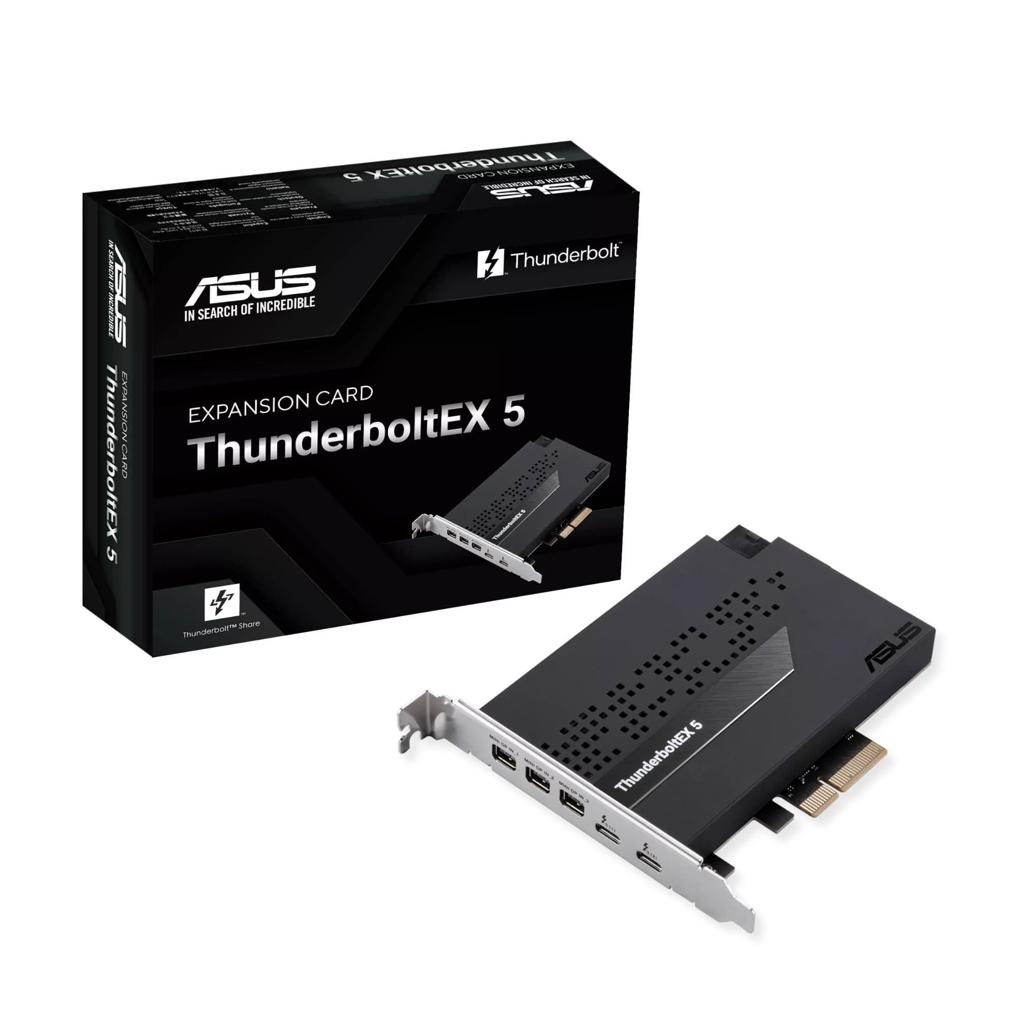 ASUS ThunderboltEX 5 Dual Thunderbolt 5 USB-C PCIe 4.0 x4 Expansion Card 3 x Mini DisplayPort IN - 90MC0E50-M0EAY0