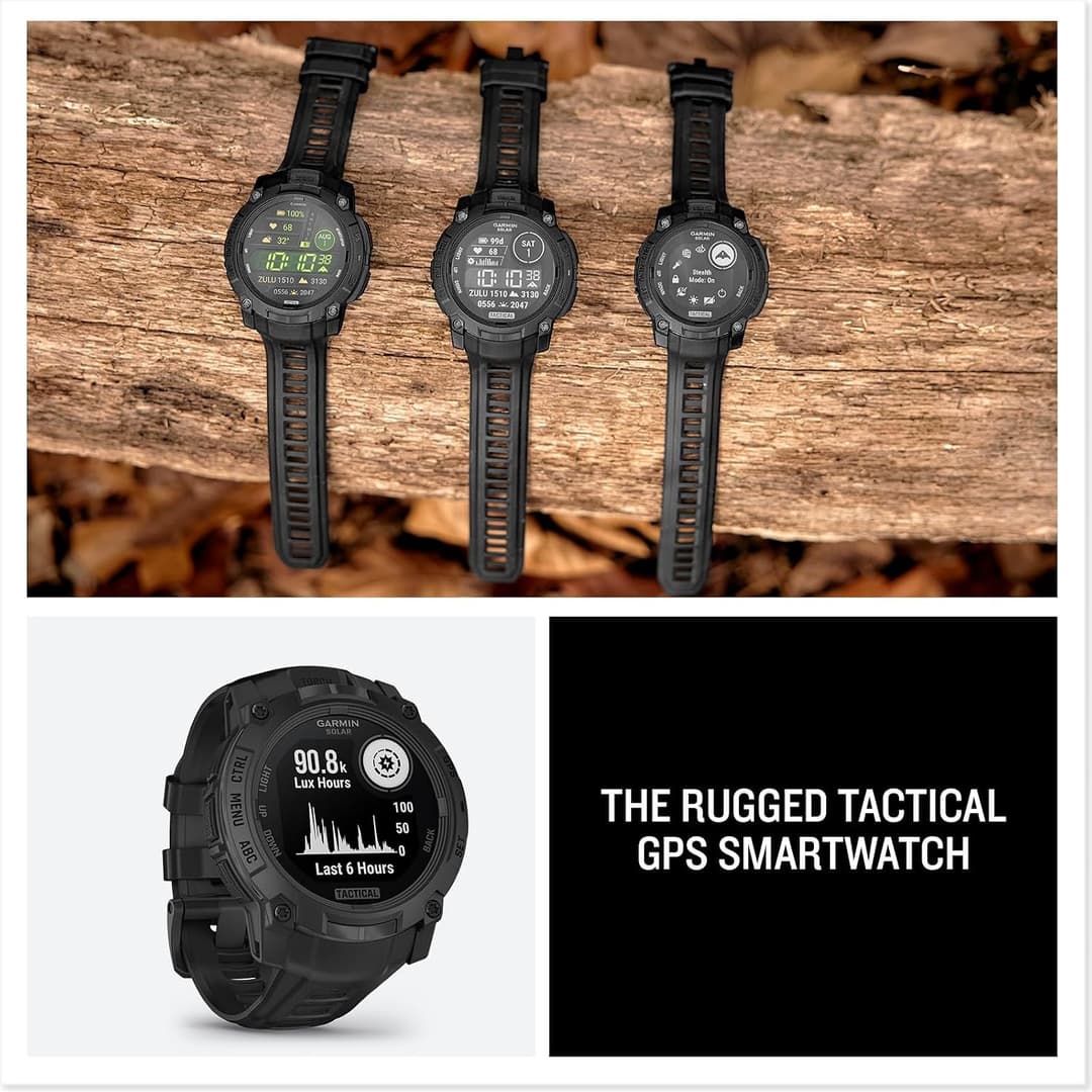 Garmin Instinct 3 Tactical Edition Solar Smartwatch 50mm Black - Image 8