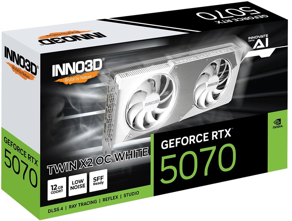 Inno3D GeForce RTX 5070 Twin X2 OC 12GB GDDR7 Graphics Card - White - Image 2