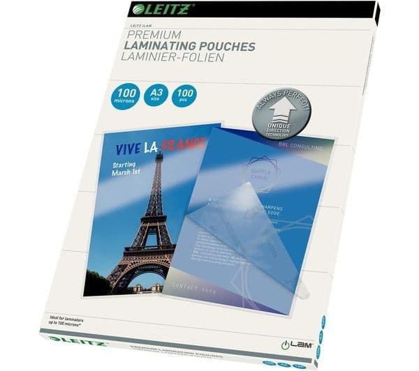 LEITZ iLAM Gloss Laminating Pouches A3 100 Micron - Pack of 100