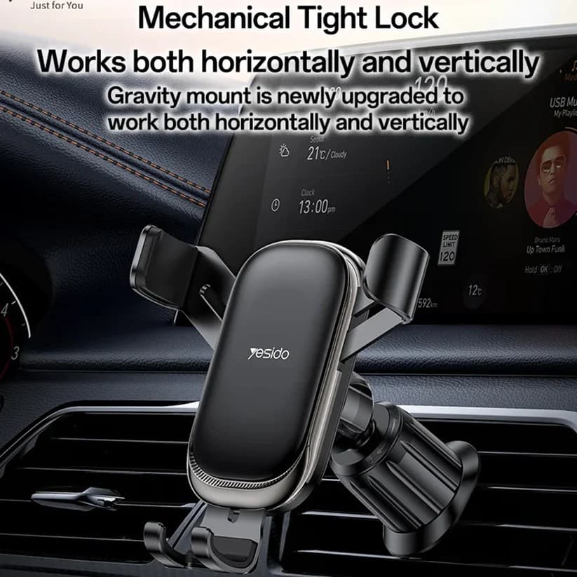 Yesido C247 Air Vent Gravity Car Phone Holder for 4.7-7.2 Inch Phones - Black - Image 2