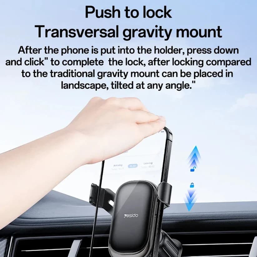 Yesido C247 Air Vent Gravity Car Phone Holder for 4.7-7.2 Inch Phones - Black - Image 4