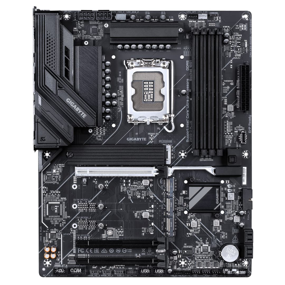 GIGABYTE Z890 D PLUS Motherboard - Supports Intel Core Ultra (Series 2) CPUs, 12+1+2 phases VRM, up to 9466MHz DDR5 (OC), 1xPCIe 5.0 M.2 + 3xPCIe 4.0 M.2, 2.5GbE LAN, USB 3.2 Gen 2 - Image 2