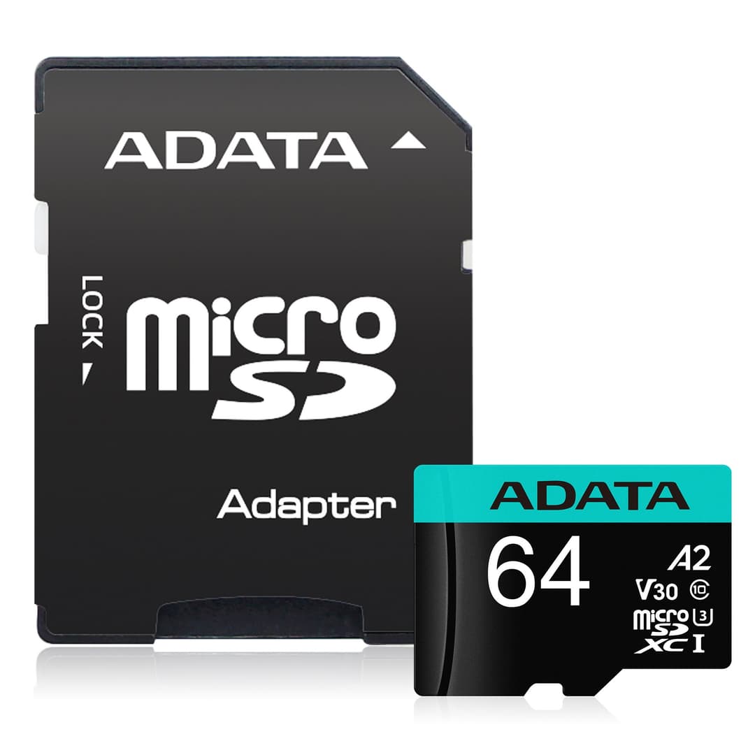 ADATA Premier Pro microSDXC CL10 UHS-I U3 V30 A2 Memory Card with SD Adapter - 64GB - Image 2