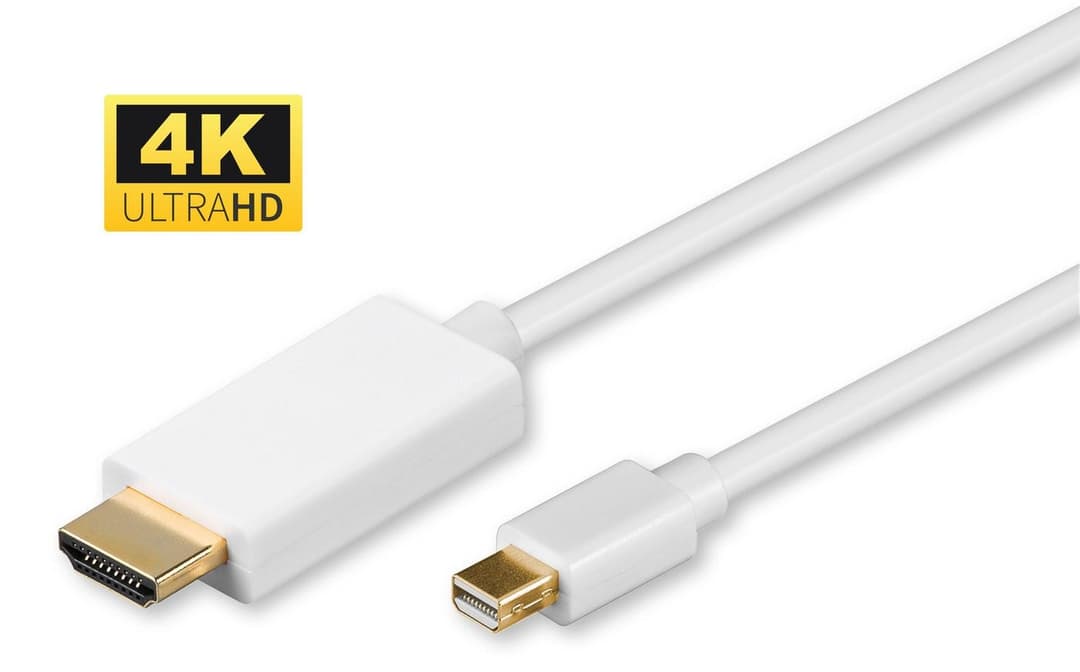 Microconnect Mini DisplayPort 1.2 to HDMI Cable 4K 60Hz - White 1m - Image 1
