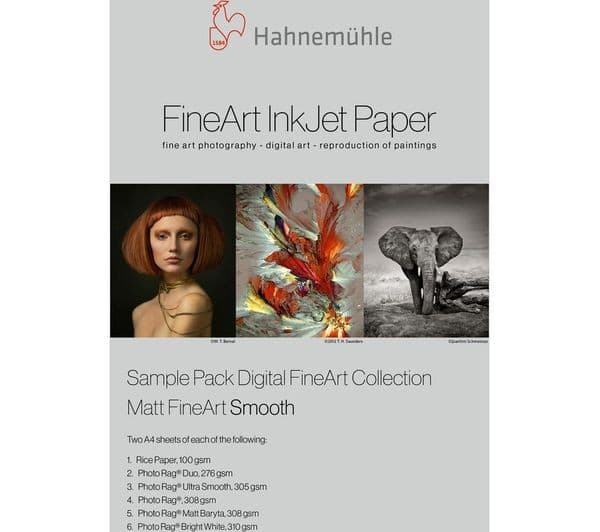 HAHNEMUEHLE Digital FineArt Matt FineArt Smooth Sample Pack A4 Matte Photo Paper - 12 Sheets