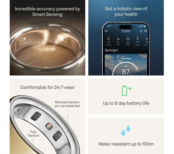 Oura Ring 4 Smart Ring - Gold, Size 7 - Image 8