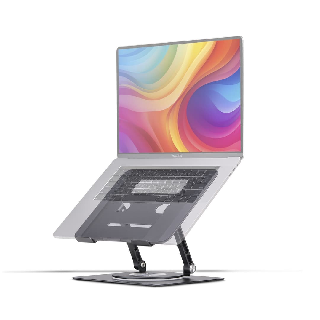 StarTech.com Rotating Laptop Stand, 360 Swivel, Ergonomic Desk Riser for Computer, Elevated Tray w/ Adjustable Tilt, Max 11lb/5kg, Aluminum Build, Portable Design - Image 4