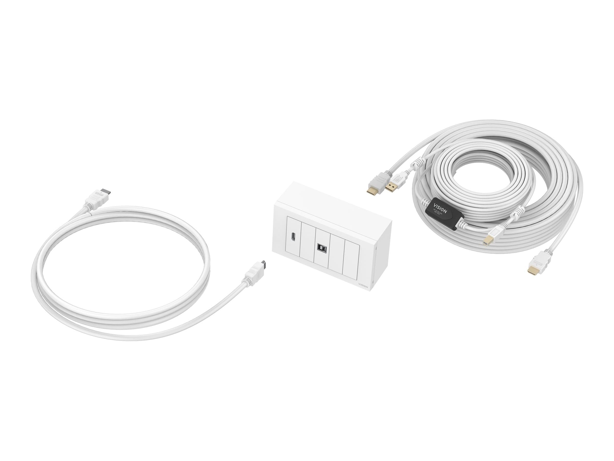 Vision Techconnect TC3-PK10M 4K Faceplate Kit with HDMI & USB 10m - White