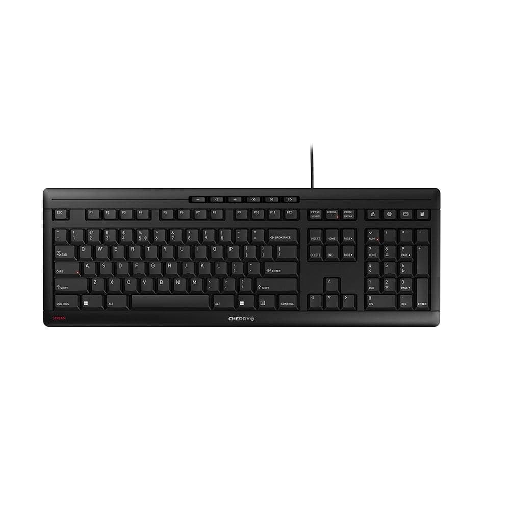 CHERRY STREAM KEYBOARD Wired USB Keyboard, SX Scissor Keys, US-English (EU) QWERTY Layout, Black (JK-8500EU-2)