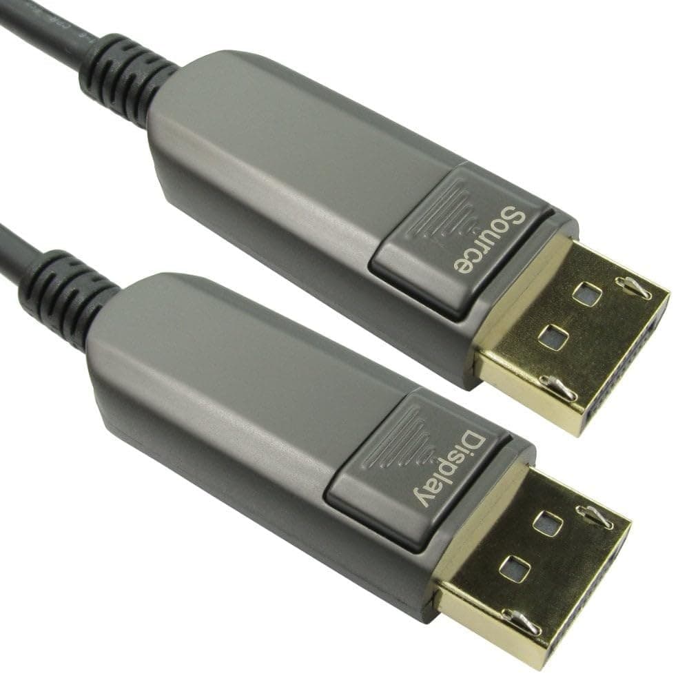 Cables Direct 5m DisplayPort 1.4 Active Optical Cable (AOC) - Black/Grey - Image 1