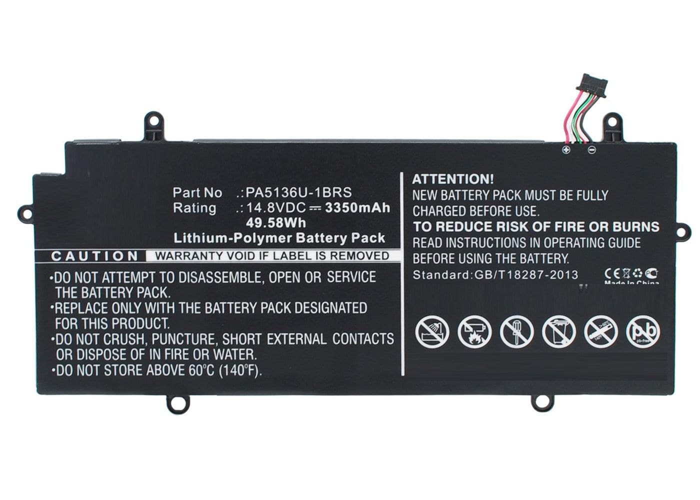 CoreParts MBXTO-BA0025 Replacement Laptop Battery for Toshiba Portege Z30 Series, 14.8V 3350mAh Li-Pol, Black