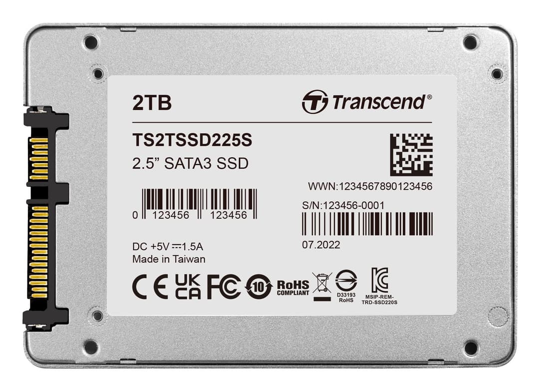 Transcend SSD225S 2.5-inch SATA III 6Gb/s 3D NAND Internal SSD - 2TB (TS2TSSD225S) - Image 1