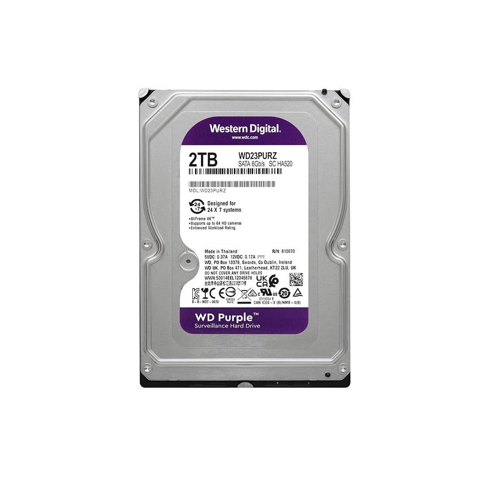 Western Digital Purple WD23PURZ 2TB 3.5" SATA 6 Gb/s 5400 RPM 64MB Cache Surveillance Internal Hard Drive - Image 3