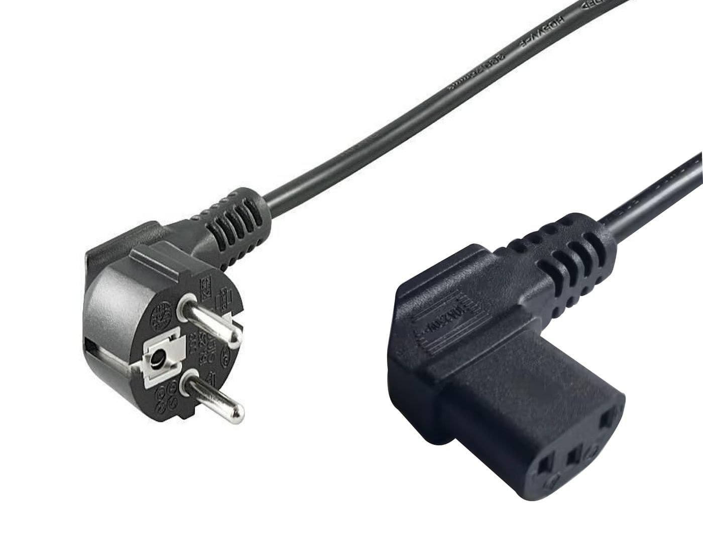 Microconnect Power Cord Schuko CEE 7/7 Angled to IEC C13 Angled Black - 1.8m