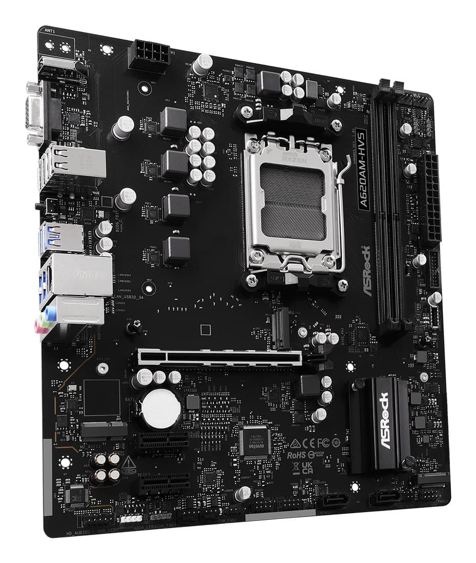 ASRock A620AM-HVS AMD A620A DDR5 Micro-ATX Socket AM5 Motherboard - Image 1