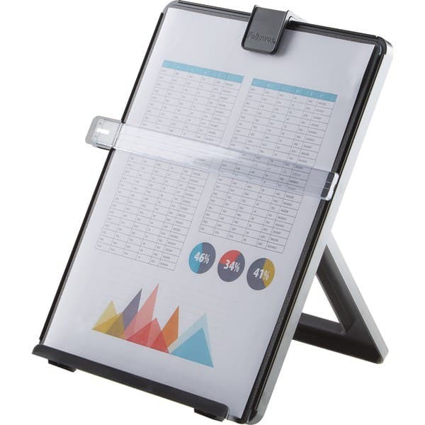 Fellowes Workstation Non-Magnetic Desktop Copyholder 21106 A4 125 Sheets with Removable Line Guide Black - Image 1