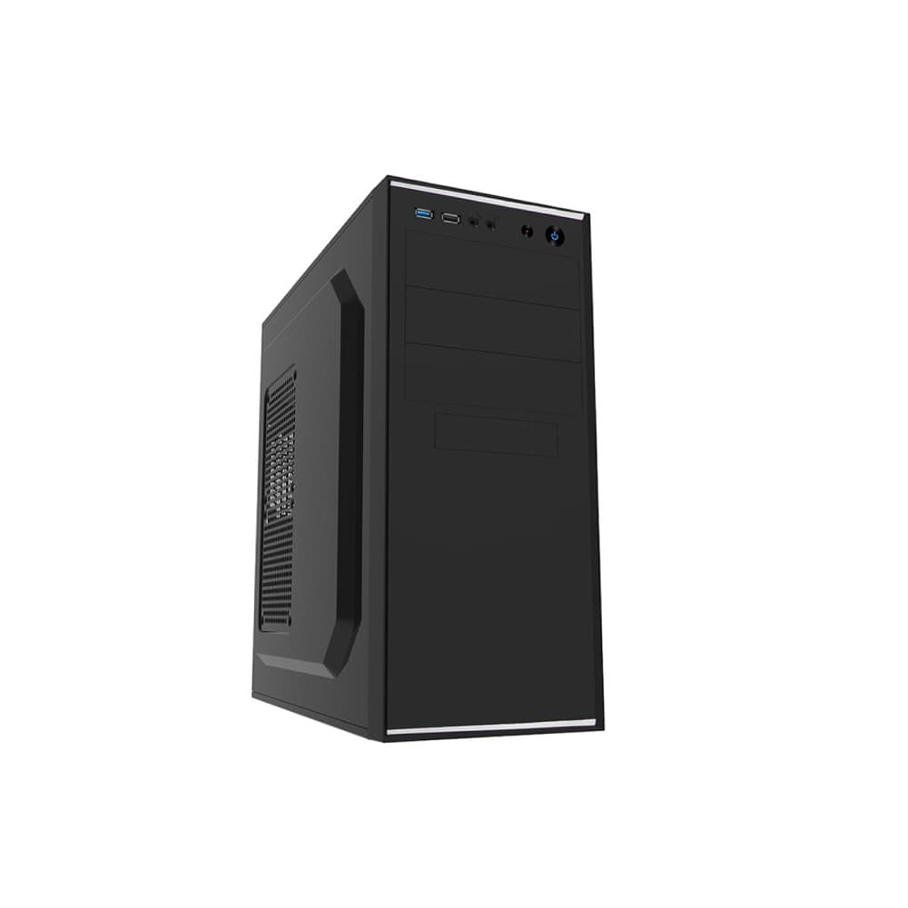CiT Jet Stream Mid Tower PC Case with Silver Stripe 500W Power Supply - Black
