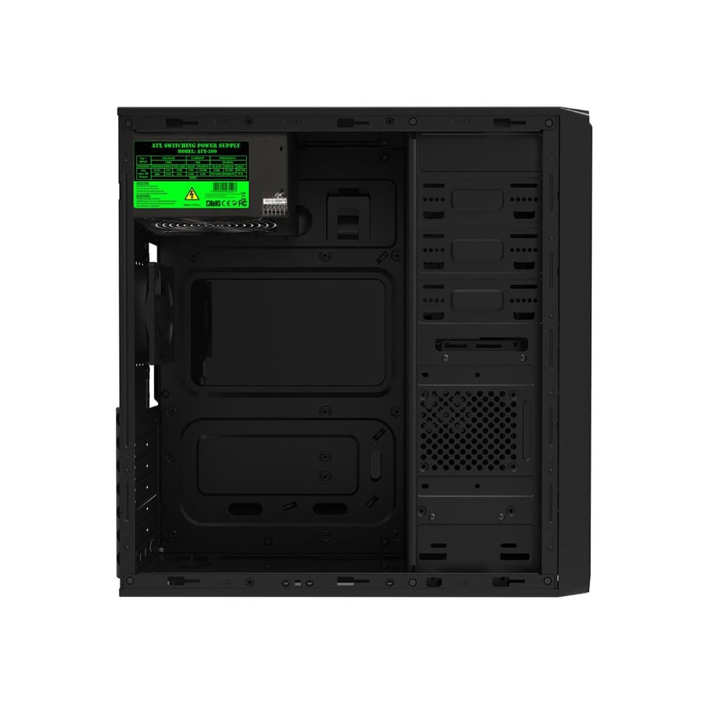 CiT Jet Stream Mid Tower PC Case with Silver Stripe 500W Power Supply - Black - Image 4