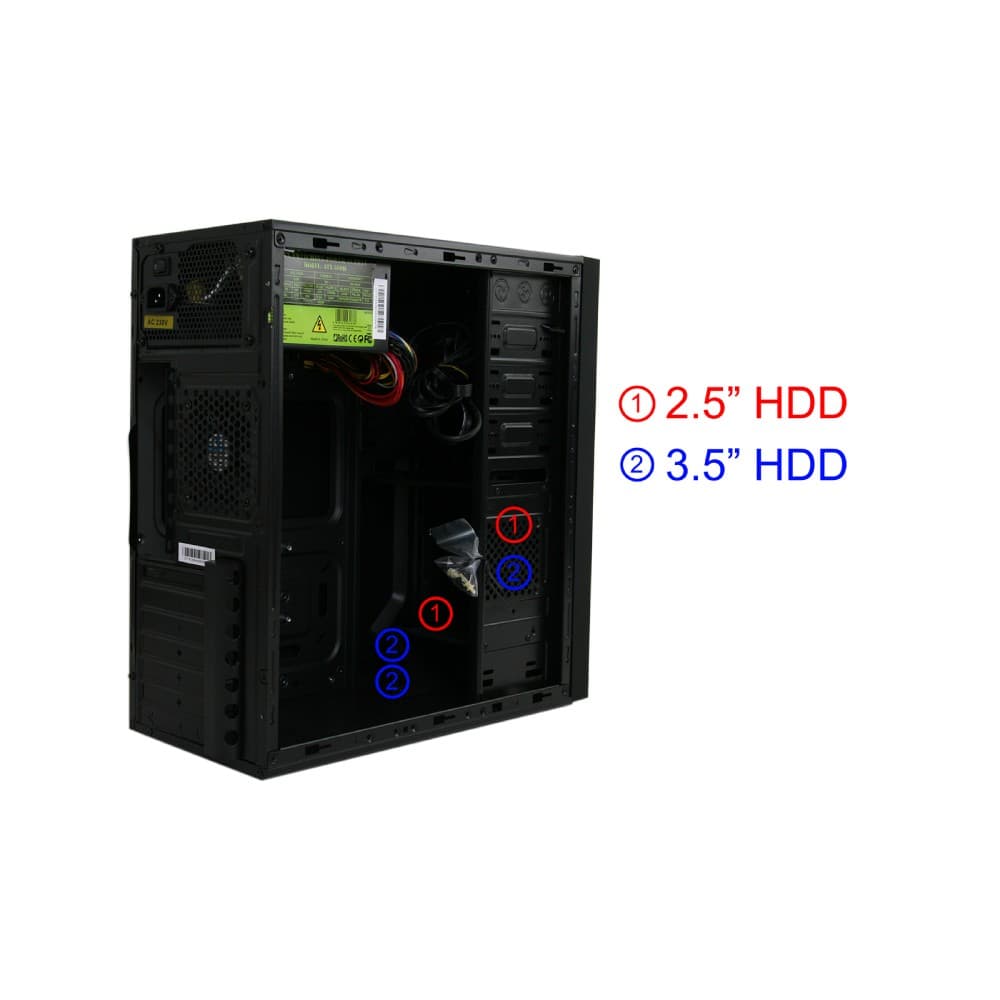 CiT Jet Stream Mid Tower PC Case with Silver Stripe 500W Power Supply - Black - Image 7