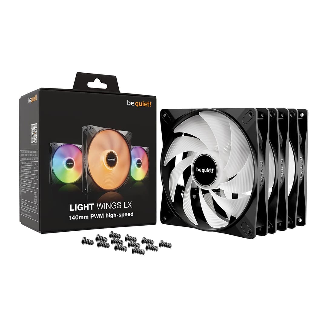 be quiet! Light Wings LX 140mm PWM High-Speed ARGB Case Fan Triple Pack - Black - Image 1
