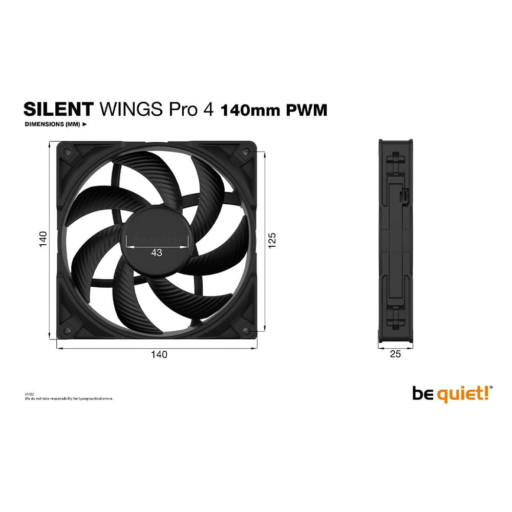 be quiet! Silent Wings Pro 4 140mm PWM 6-Pole Fan Motor Technology 4-pin PWM PC Fan - Image 1