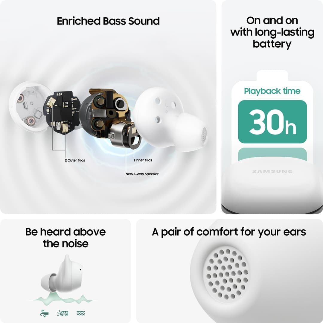 Samsung Galaxy Buds FE Wireless Earbuds - White - Image 4