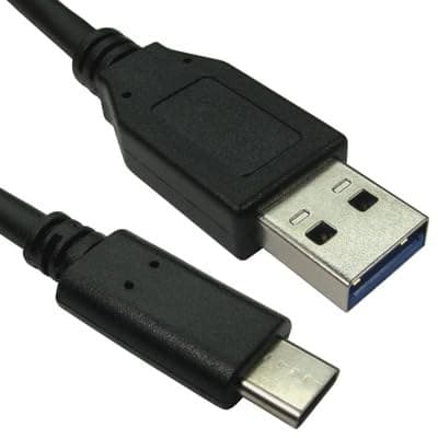 Cables Direct USB 3.1 Type-C Male to USB Type-A Male Cable 0.5m Black - Image 1