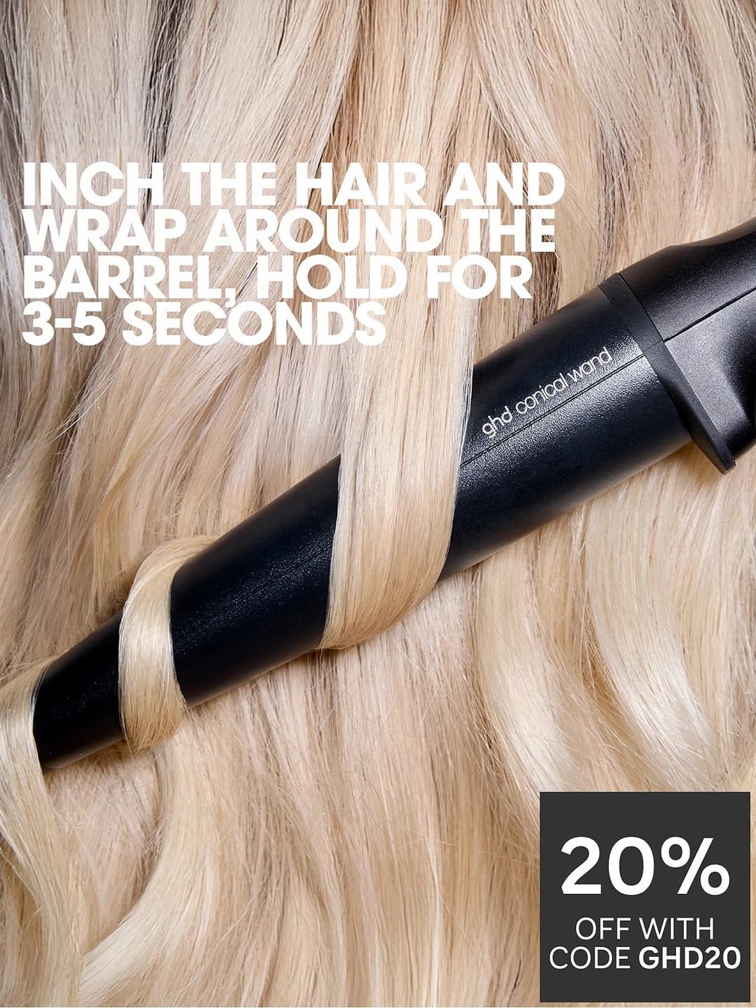 ghd Chronos Curve Conical Wand Hair Curler 28-23mm Black - Image 4
