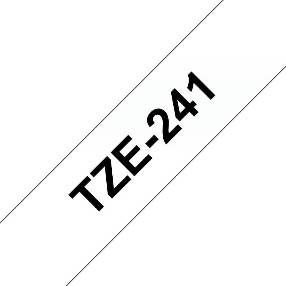 Brother TZe-241 Laminated Label Tape 18mm x 8m - Black on White - Image 1