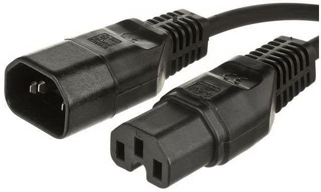 Microconnect Power Extension Cord C14 to C15 Jumper Cable Black - 1m - Image 1