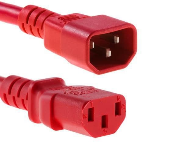 MicroConnect PE040630RED Power Extension Cord C14 to C13 3m Red 10A - Image 1