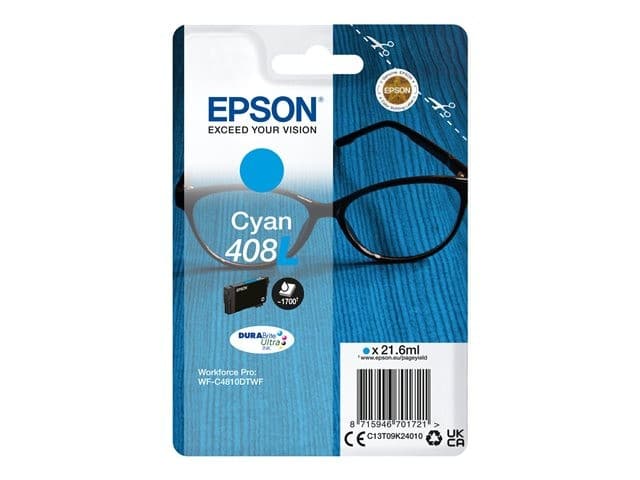 Epson 408L DURABrite Ultra Original Ink Cartridge 21.6ml 1,700 Pages for WorkForce Pro WF-C4810DTWF - Cyan - Image 1
