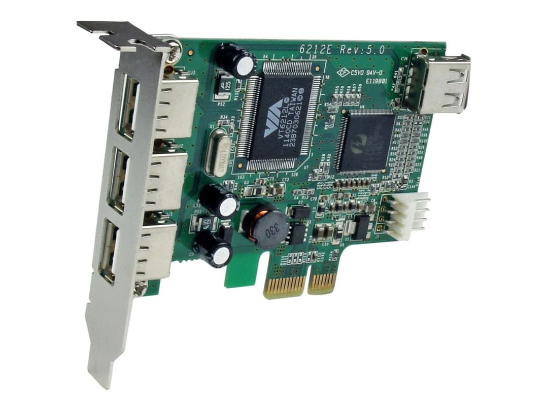 StarTech.com 4 Port PCI Express Low Profile High Speed USB Card - PCIe USB 2.0 Card - PCI-E USB 2.0 Card (PEXUSB4DP) - USB adapter - PCI Express x1 - 4 ports - Image 1