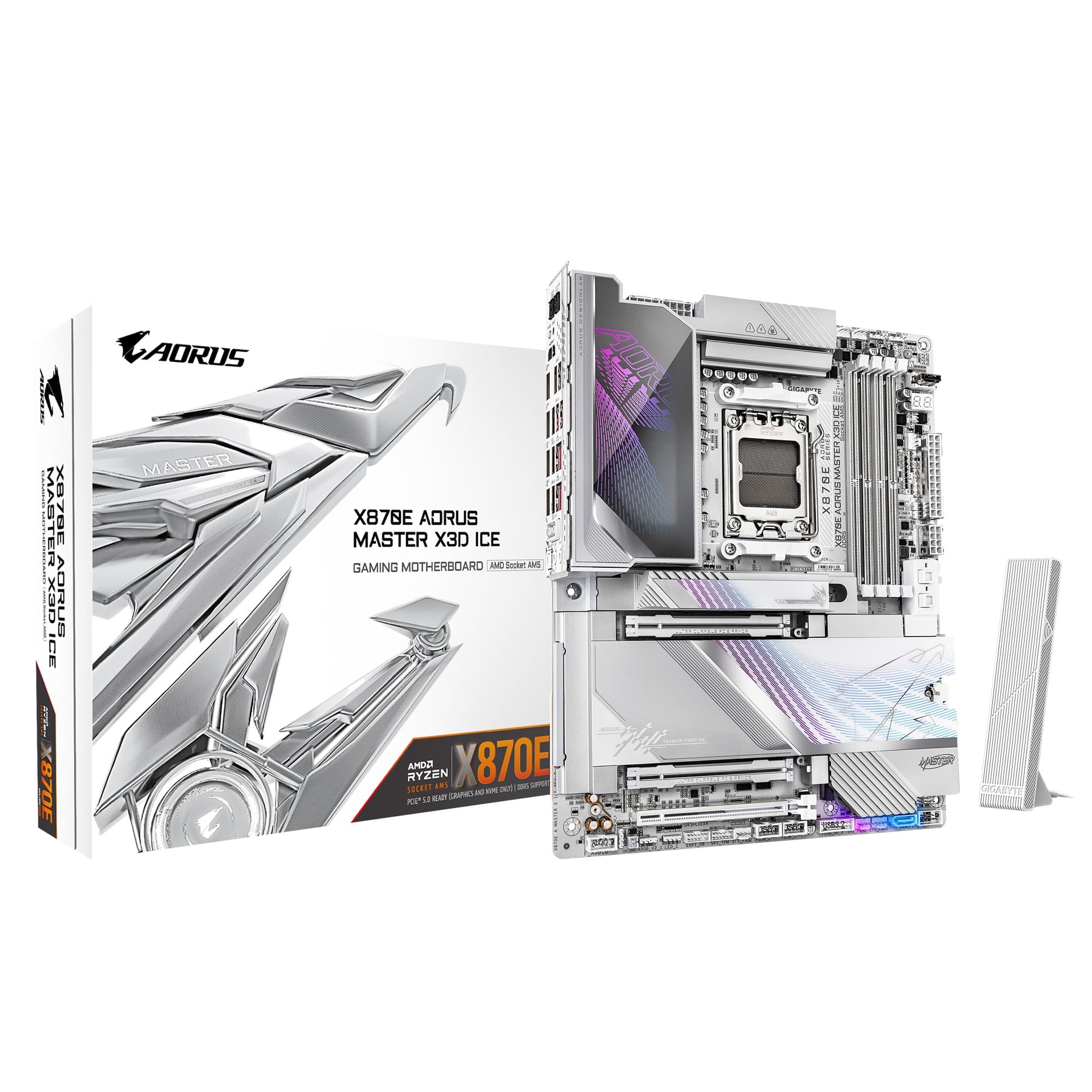 GIGABYTE X870E AORUS MASTER X3D AMD X870E ATX Socket AM5 Motherboard - White (ICE)