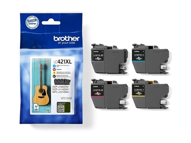 Brother LC421XL Original XL High Yield Ink Cartridge Multipack - 4 Pack, Black, Cyan, Magenta, Yellow - 500 Pages Each (LC421XLVAL) - Image 2