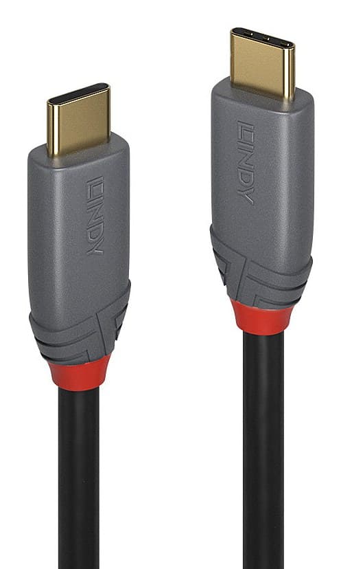 Lindy 3m USB 3.2 Gen 2 USB-C to USB-C Cable, 10Gbps, 100W PD, Anthra Line, Black - Image 1
