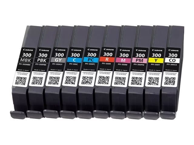 Canon PFI-MBK/PBK/CO/GY/R/C/M/Y/PC/PM 10 Ink Cartridge Multipack - 10-pack - matte black, photo magenta, red, yellow, magenta, photo black, photo cyan, grey, cyan, chroma optimiser - original - ink tank - Image 1