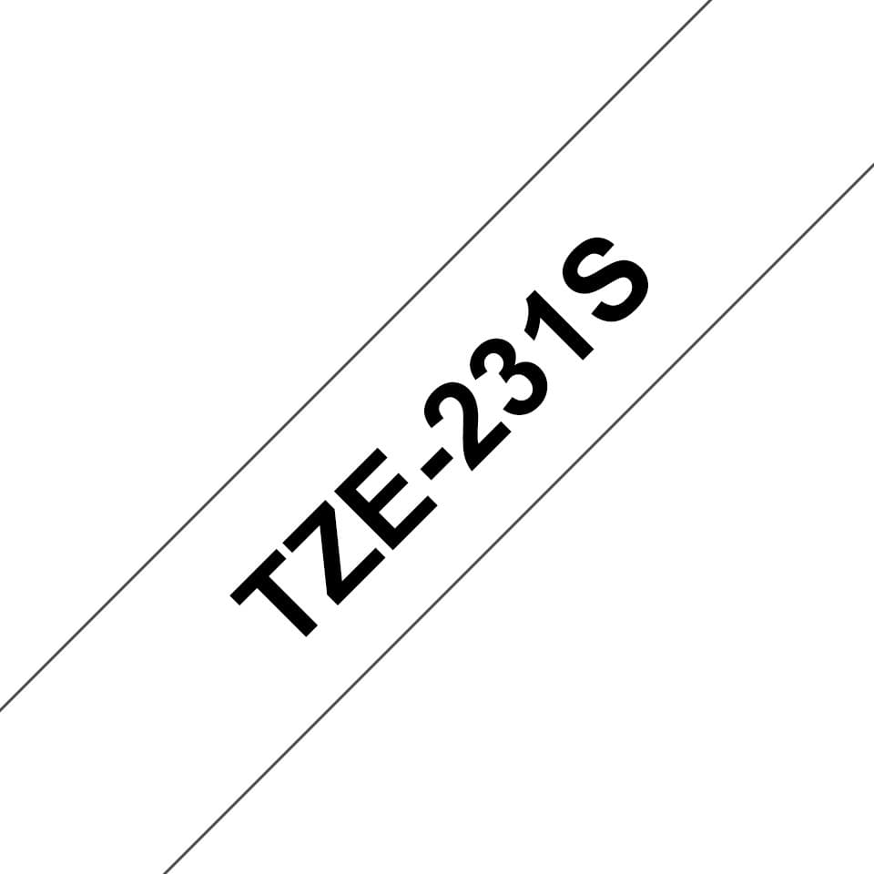 Brother TZe-231S Laminated Label-Making Tape 12mm x 4m Black on White - Image 1