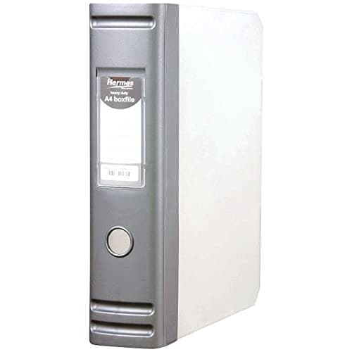 Hermes A4 80mm 2 D-Ring Heavy Duty Polypropylene Box File - Silver - Image 2