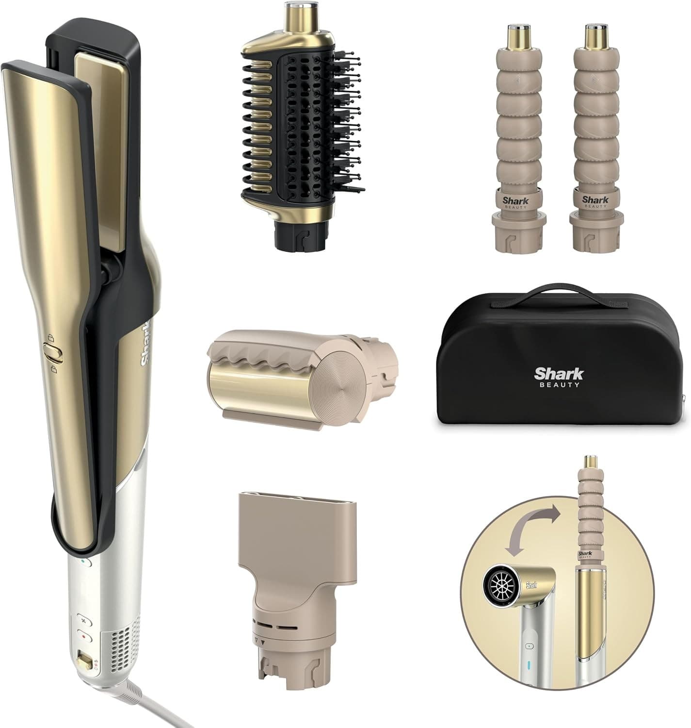 Shark Glam Straight, Waves & Curls Multi-Styler HD6051SUK with FrizzFighter - Gold